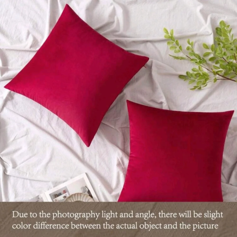 Festive Velvet Red Throw Pillow Cover